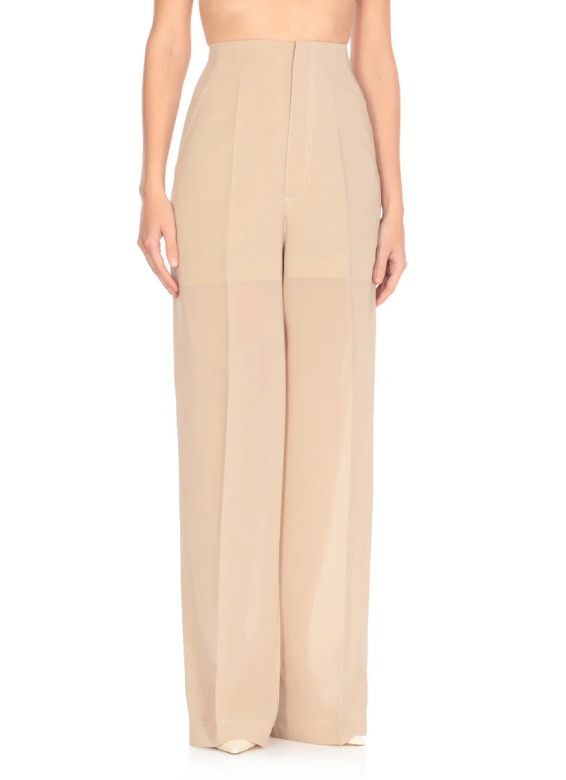 Beige Cotton Blend Pants