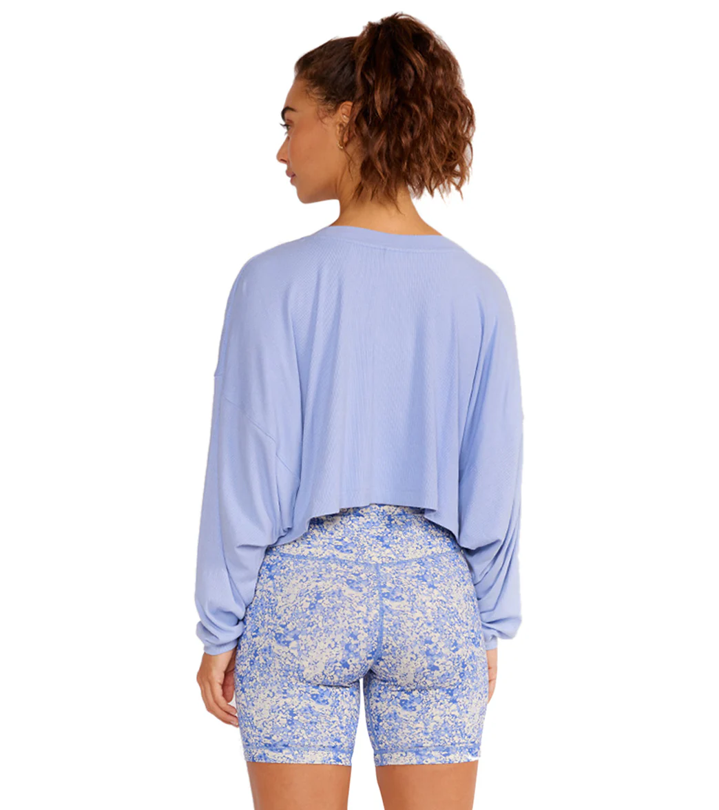 Cream Yoga Alexa Oversized LS Crop Top