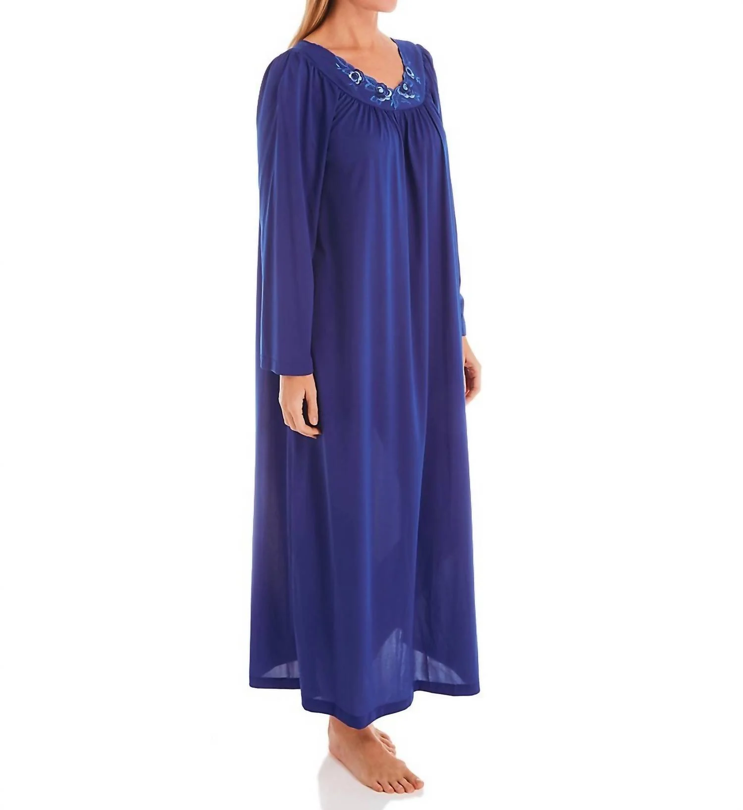 Petals 53 Inch Long Sleeve Gown In Navy