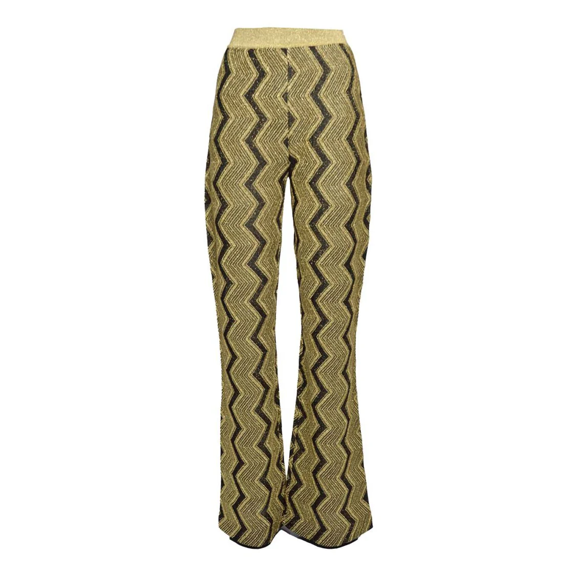 Gold Lamé Chevron Viscose Flare Pants