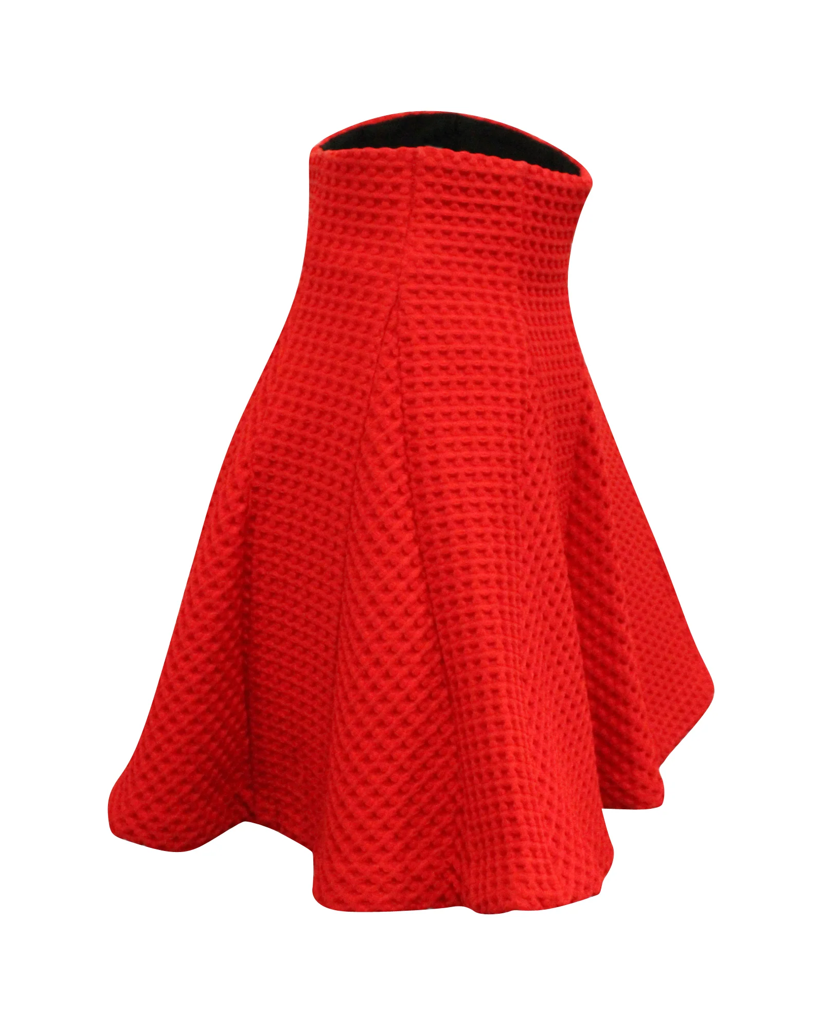 Maje Jamila Waffle Knit Pleated Skirt in Red Polyester