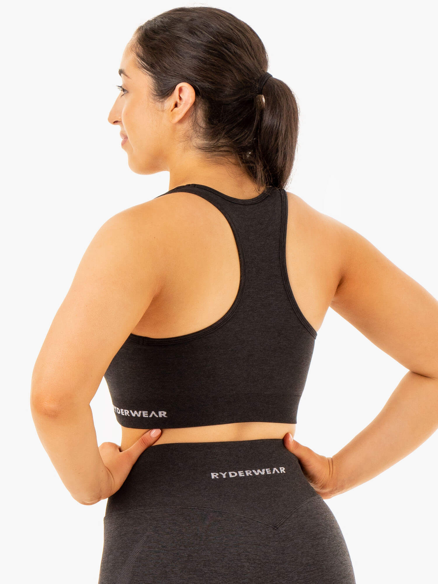 Staples Seamless Racer Back Sports Bra - Black Marl