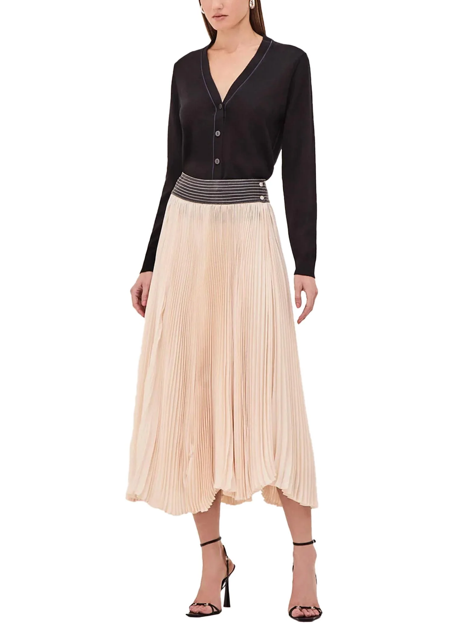 Tansia Midi Skirt In Black/cream