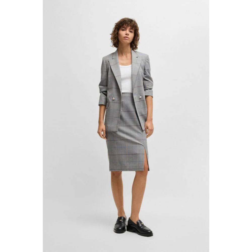 Pencil skirt in checked stretch fabric