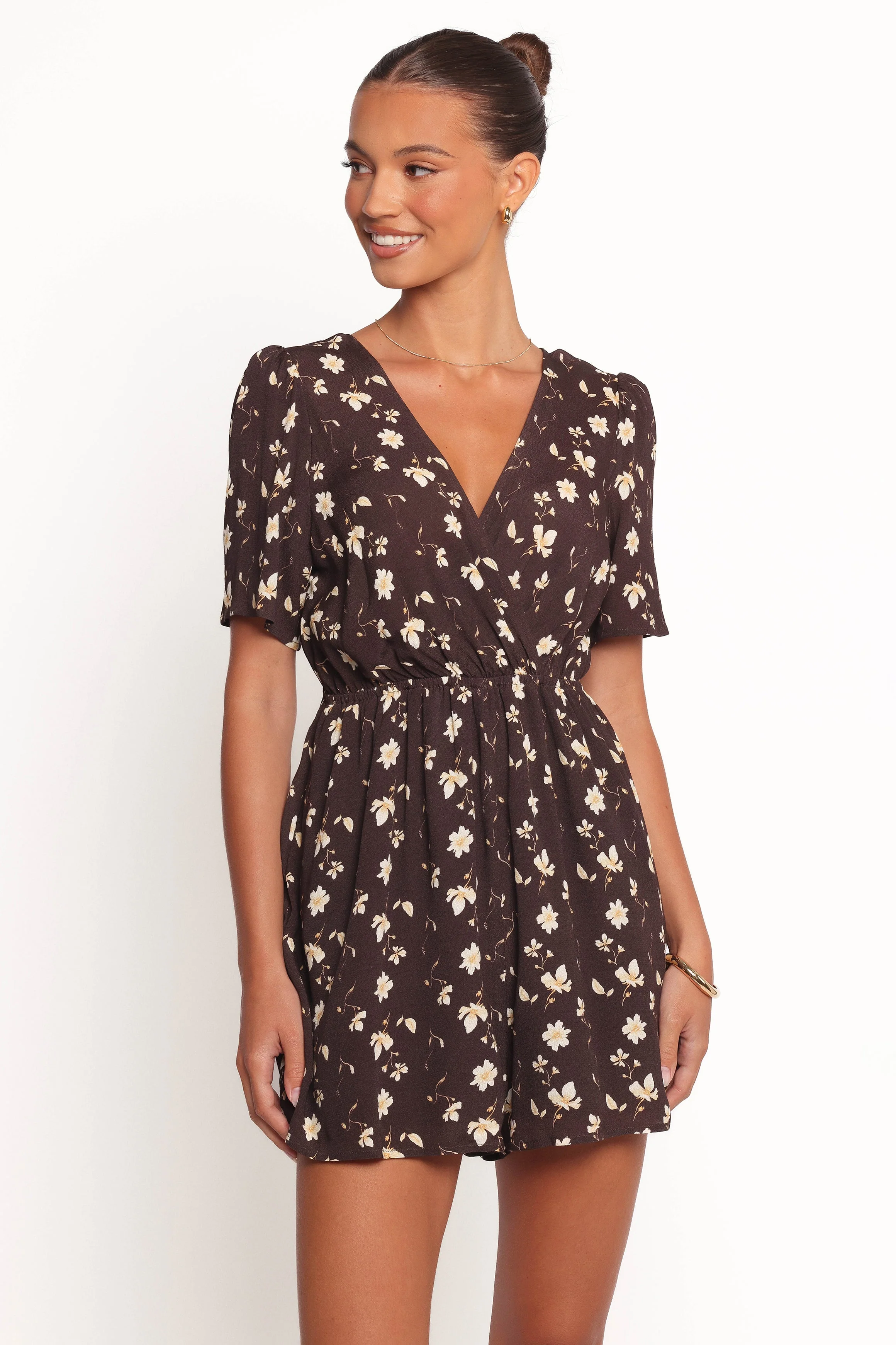 Raschelle Romper - Brown Ditsy