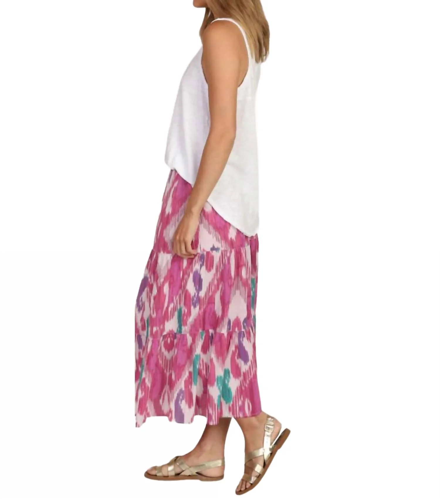Mari Boho Skirt In Pink Purple