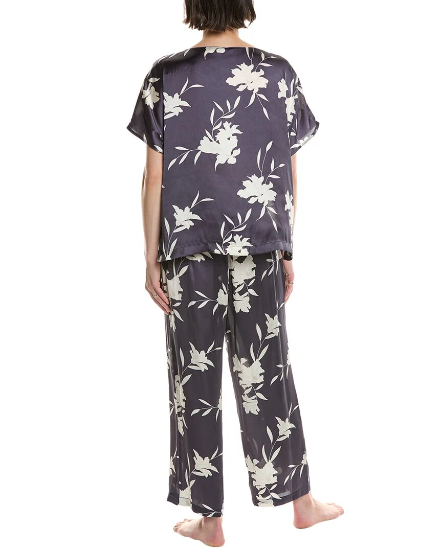 NATORI EDIT 2pc Lily Printed Satin Icon Pajama Set
