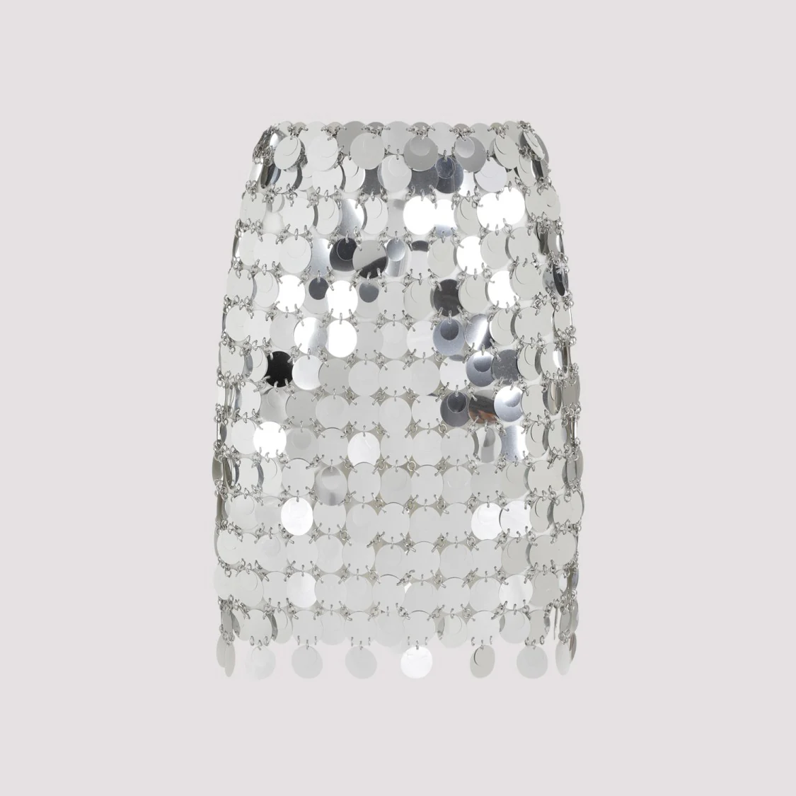 Round Sequin Silver Polyester Mini Skirt