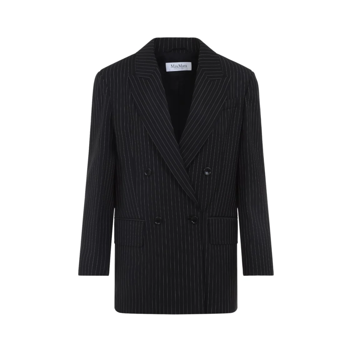 Black Virgin Wool Double-Breasted Mattia Jacket