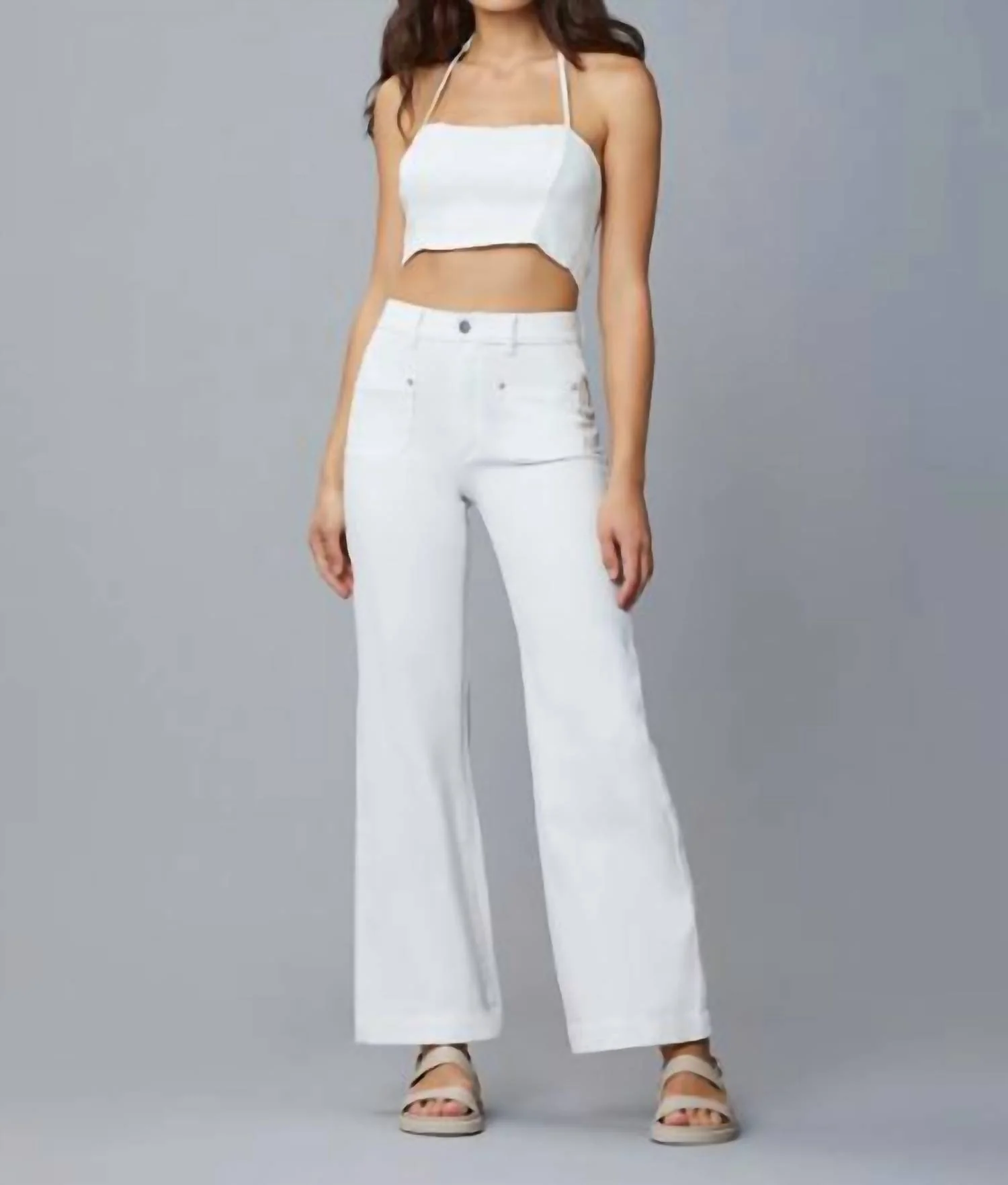Hepburn Wide Leg In White Tide