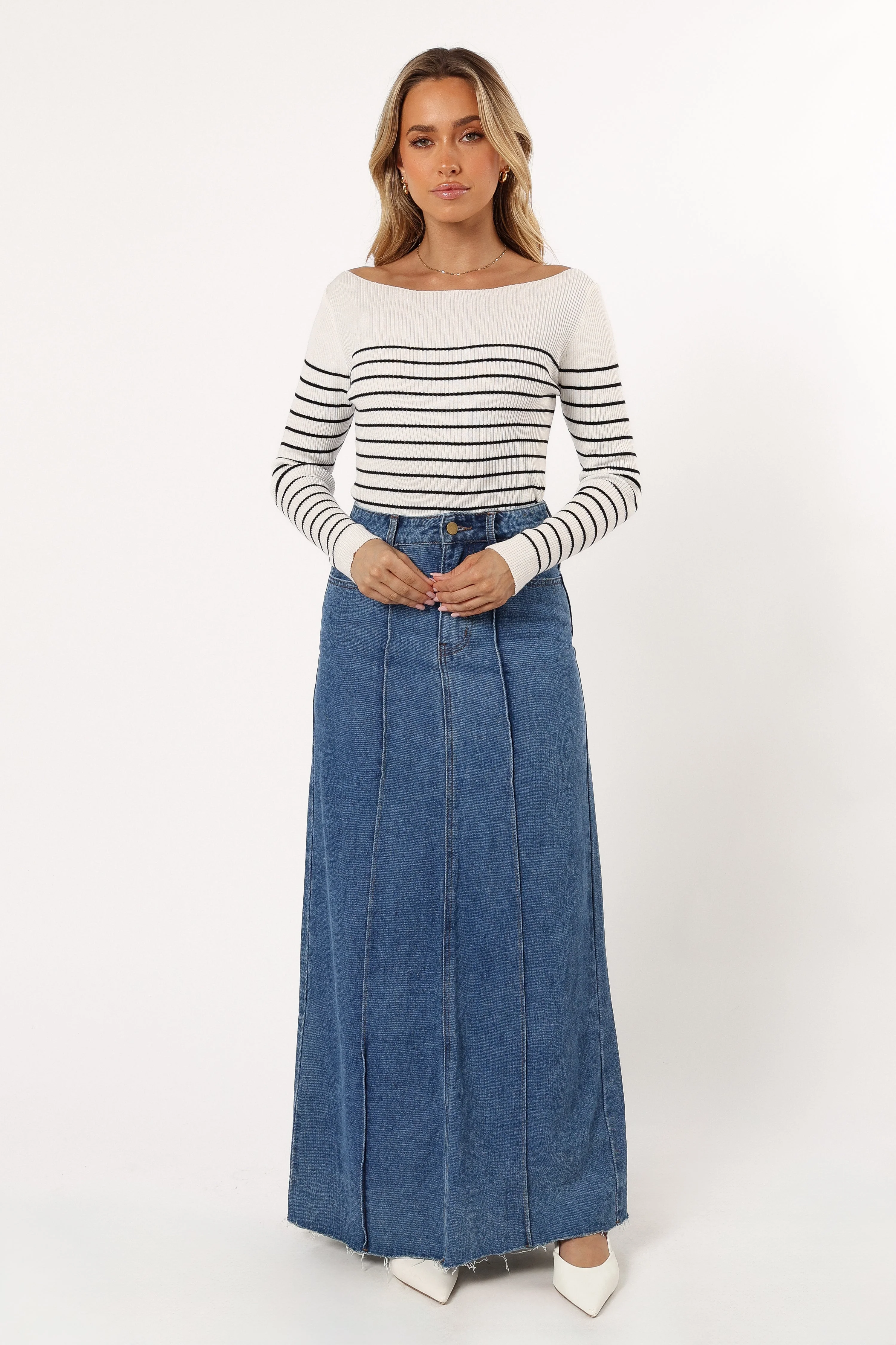 Kiersten Knit Top - White Black