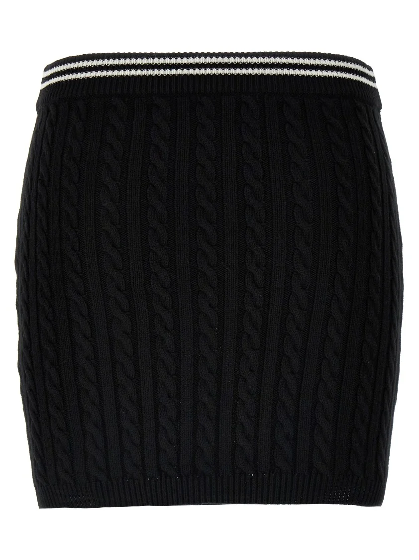 Braided Cotton Mini Skirt With Contrast Details