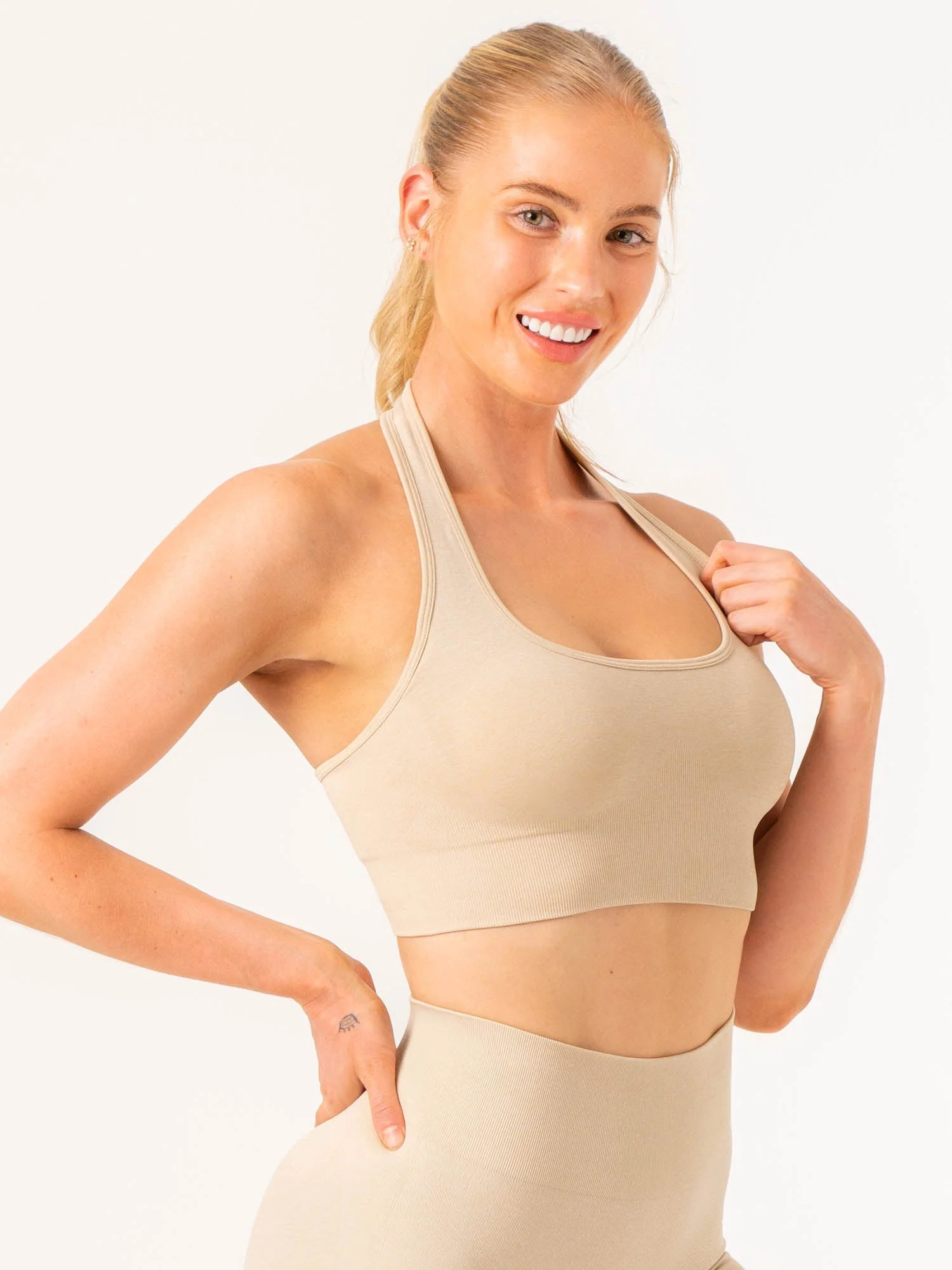 Contour Halter Bra - Stone Marl