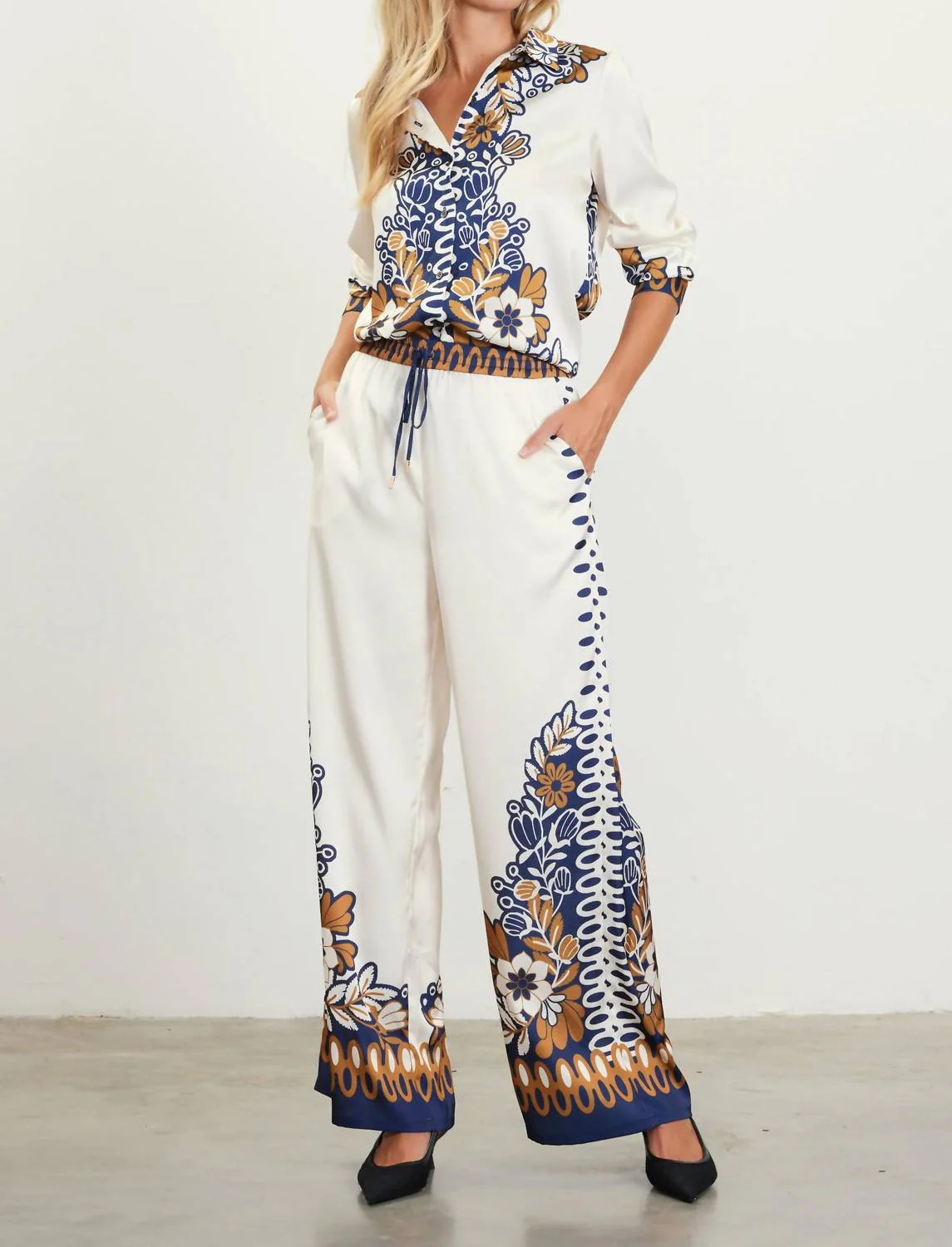 Blythe Pant In Cream/ Mustard/ Navy