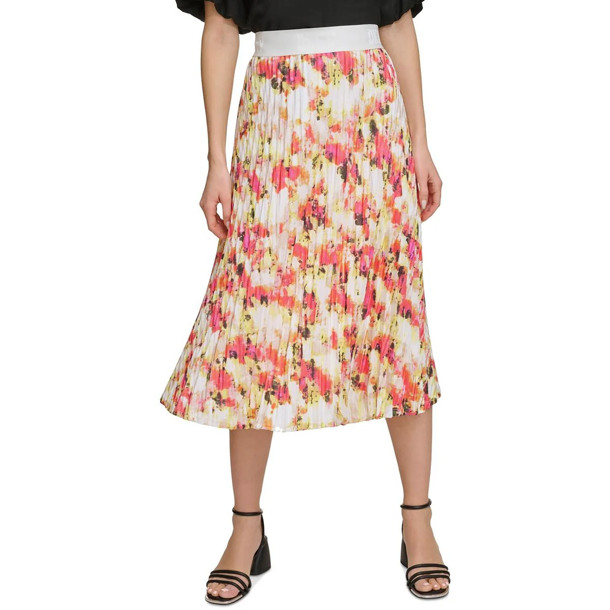 Womens Printed Polyester Pleated Skirt