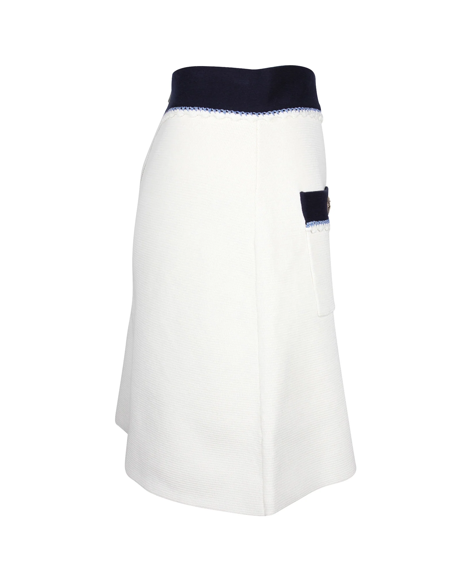 Maje Oliana Button-Embellished Two-Tone  Mini Skirt in Black and White Cotton