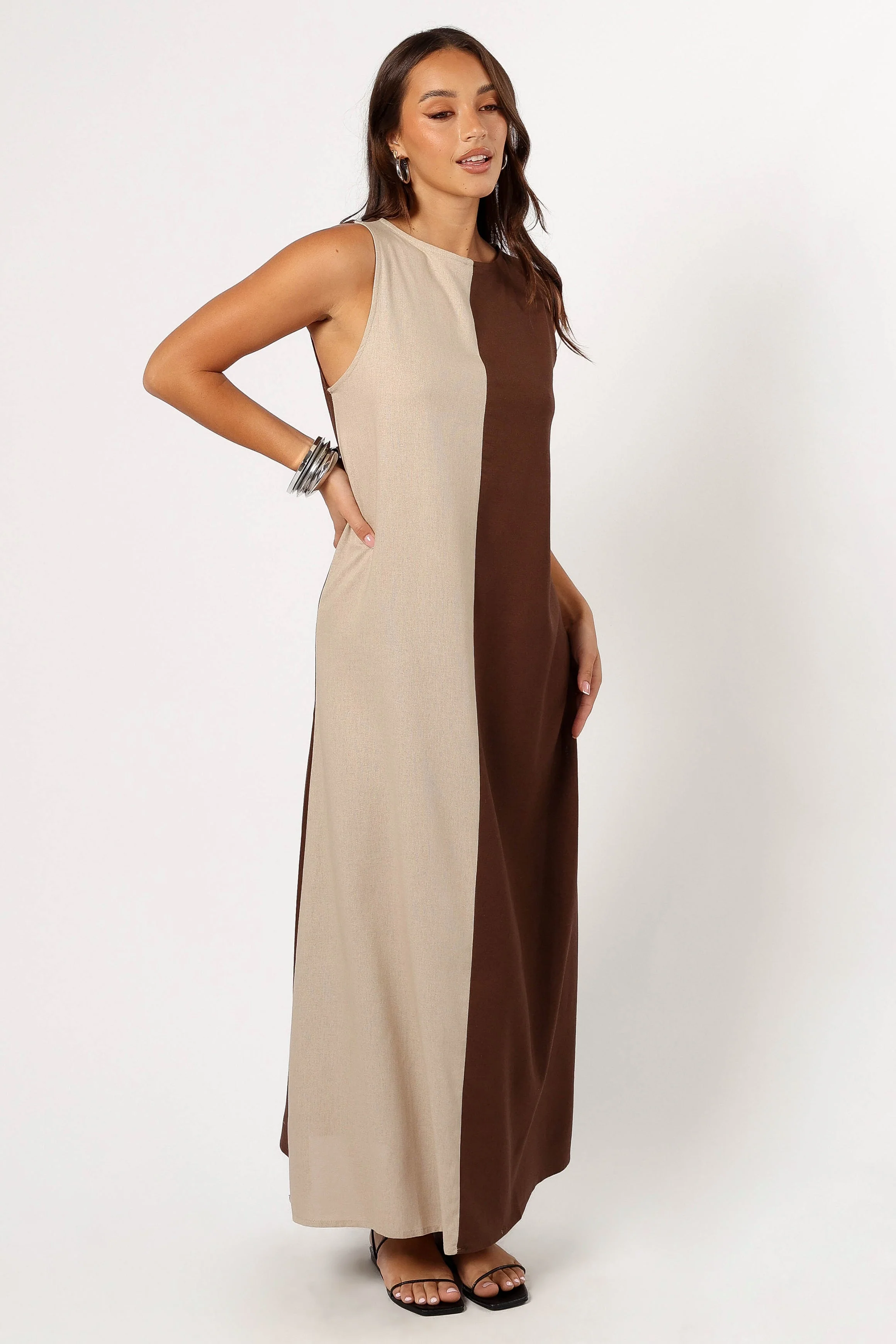 Lindi Maxi Dress - Brown/Beige