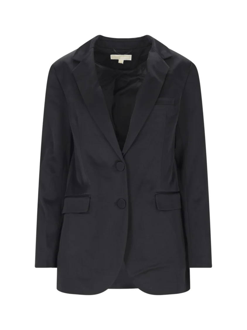 Single-Breasted Black Fabric Blazer