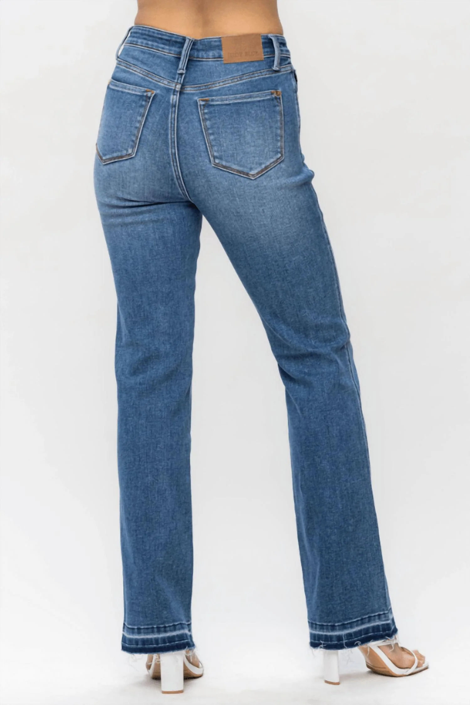 Tummy Control High Waist Slim Boot Cut Jeans In Blue