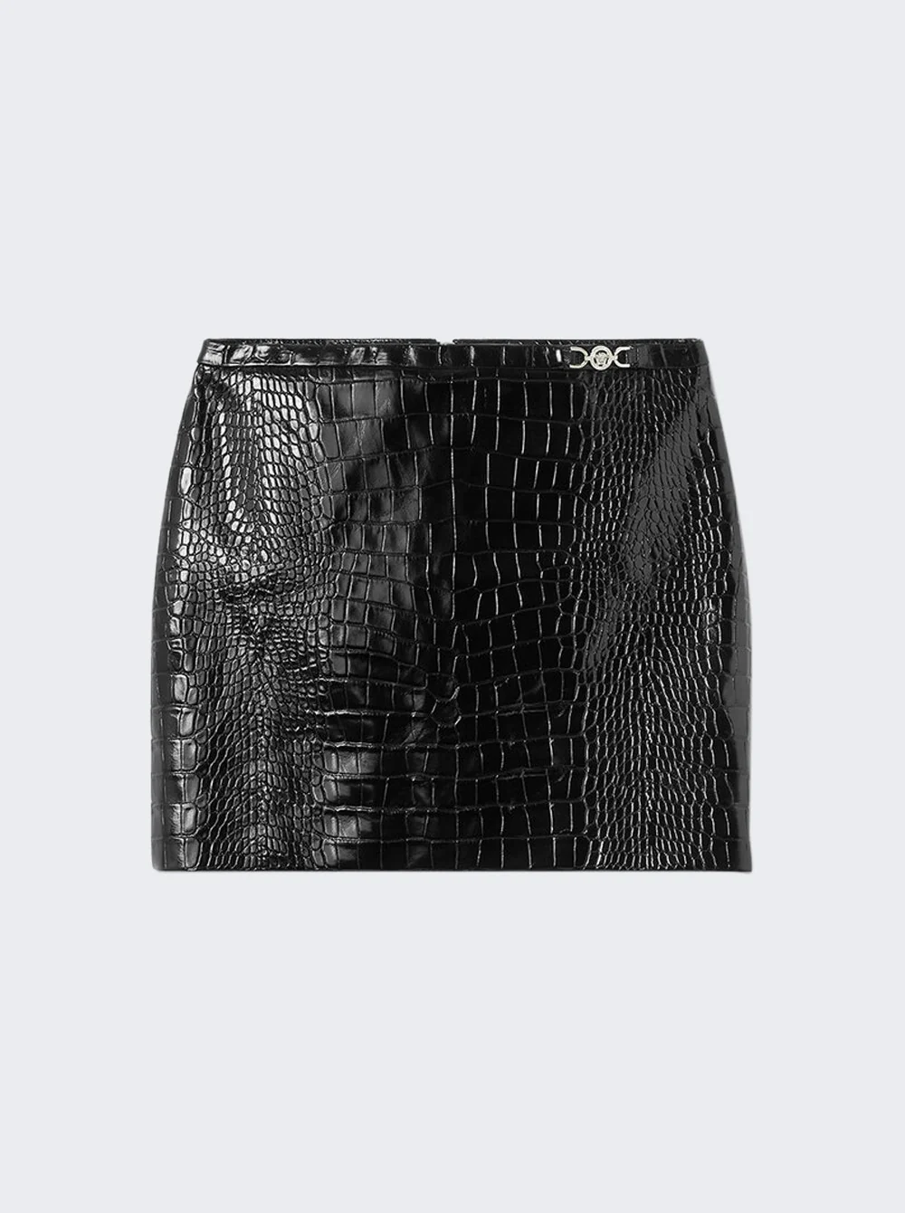 Crocodile-effect Leather Mini Skirt