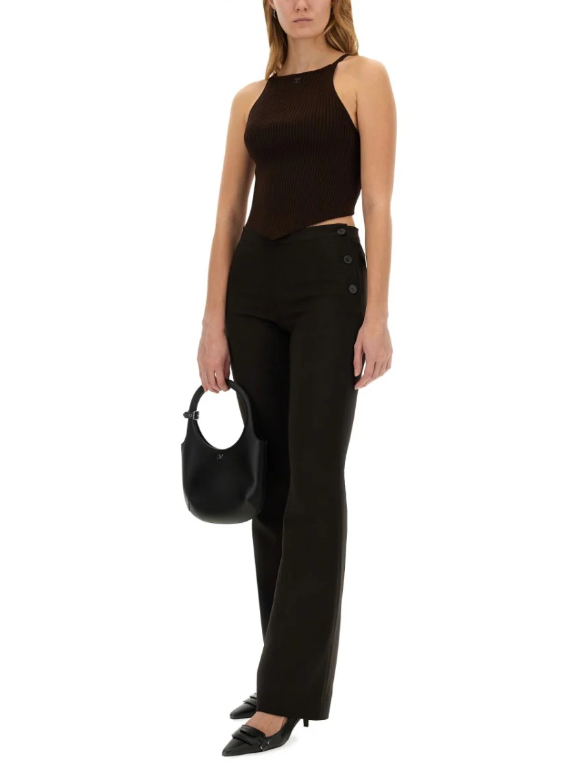 Oblique Tailored Pants With Flared Leg