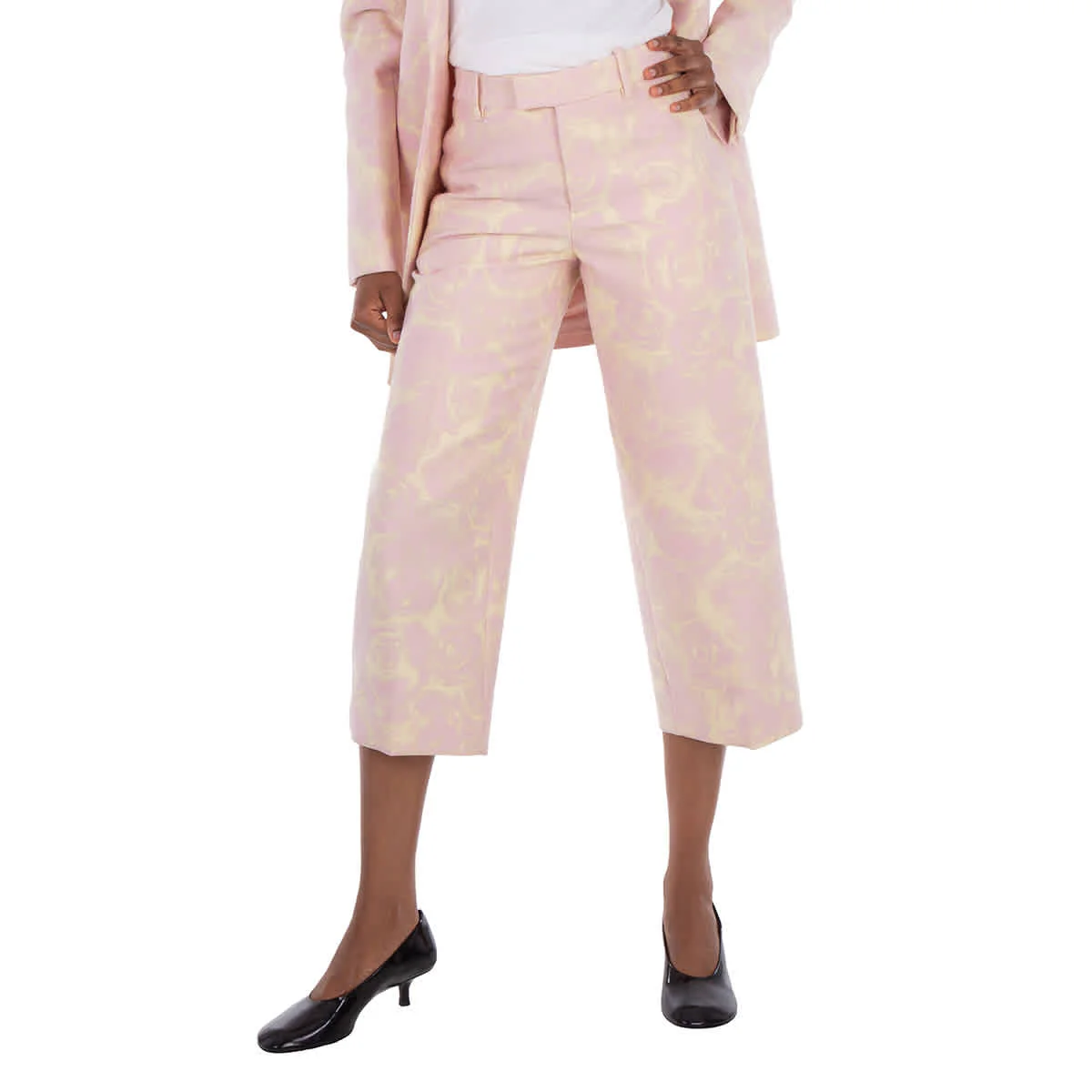 Burberry Rose Print Wool-Blend Trousers