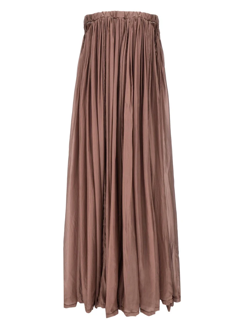 Floor-Length Silk Dress With Elasticized Bodice