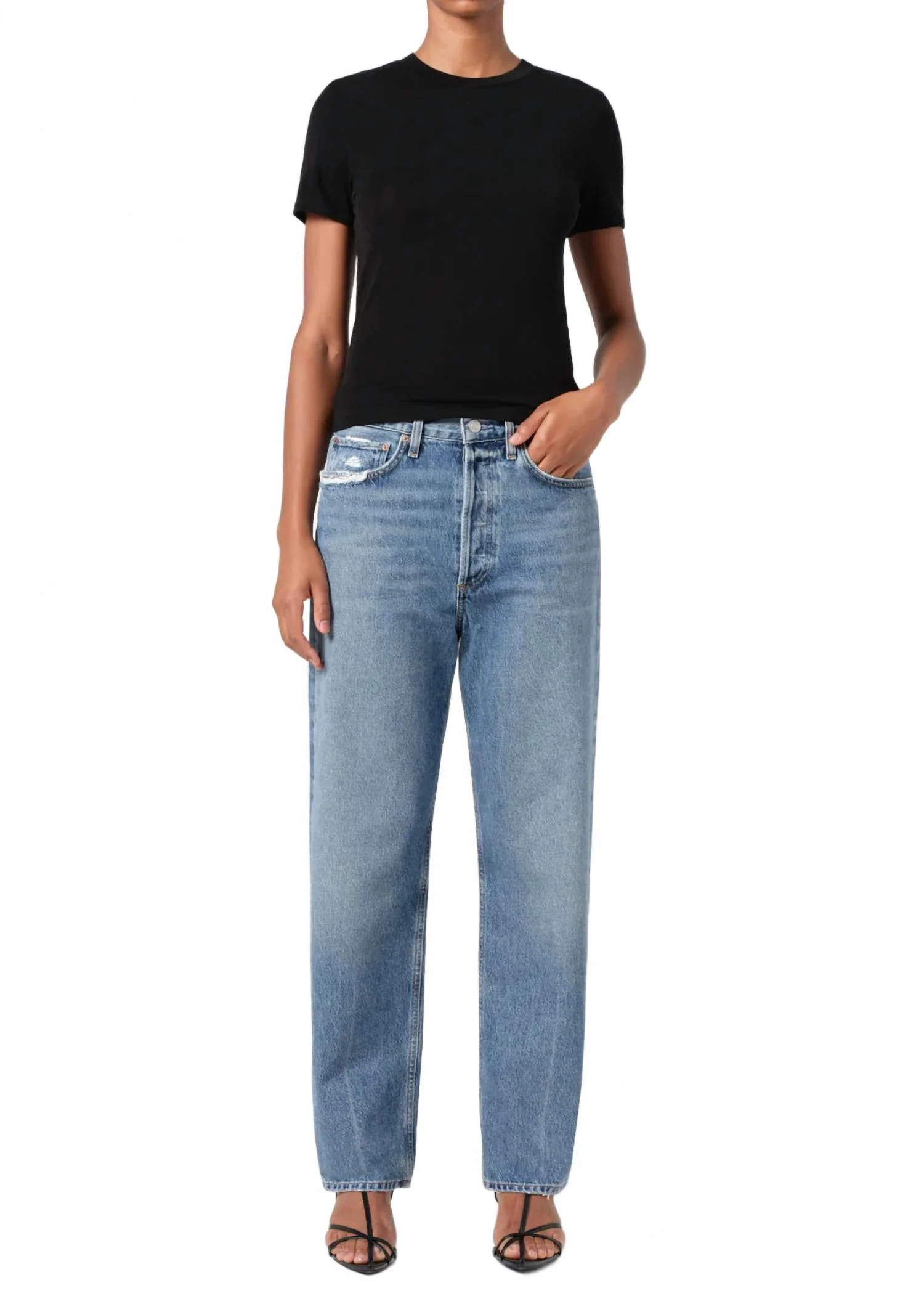 90's Mid Rise Straight Jean In Essence