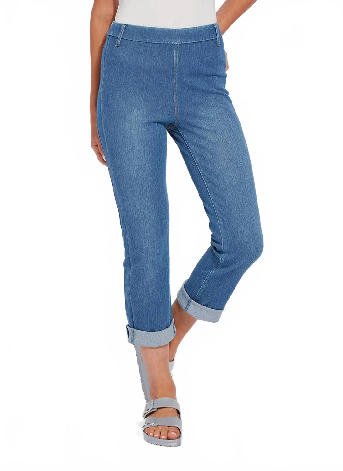 Can't Stop Crop Denim Pants In Mid Wash