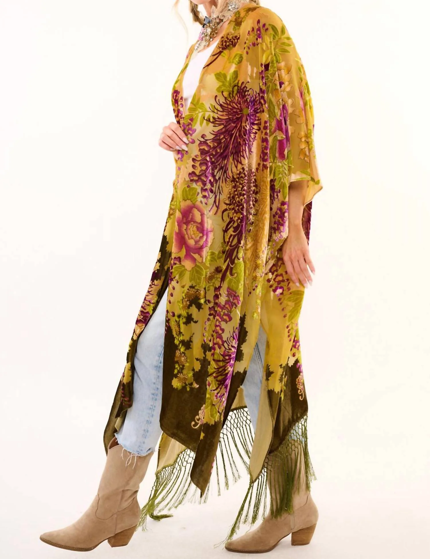 Camila Forest Kimono In Yellow