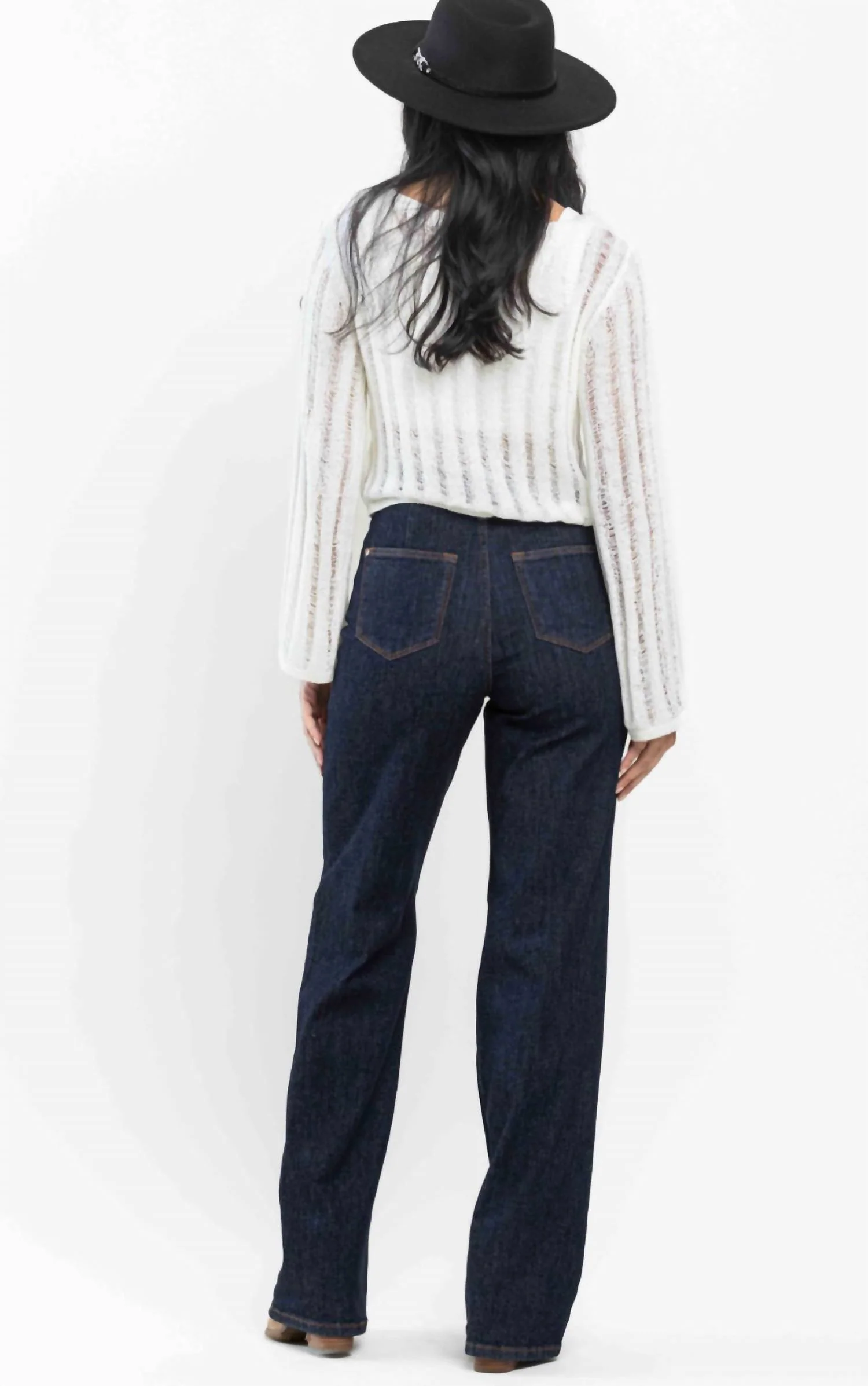 Dart Wide Leg Denim In Dark Wash