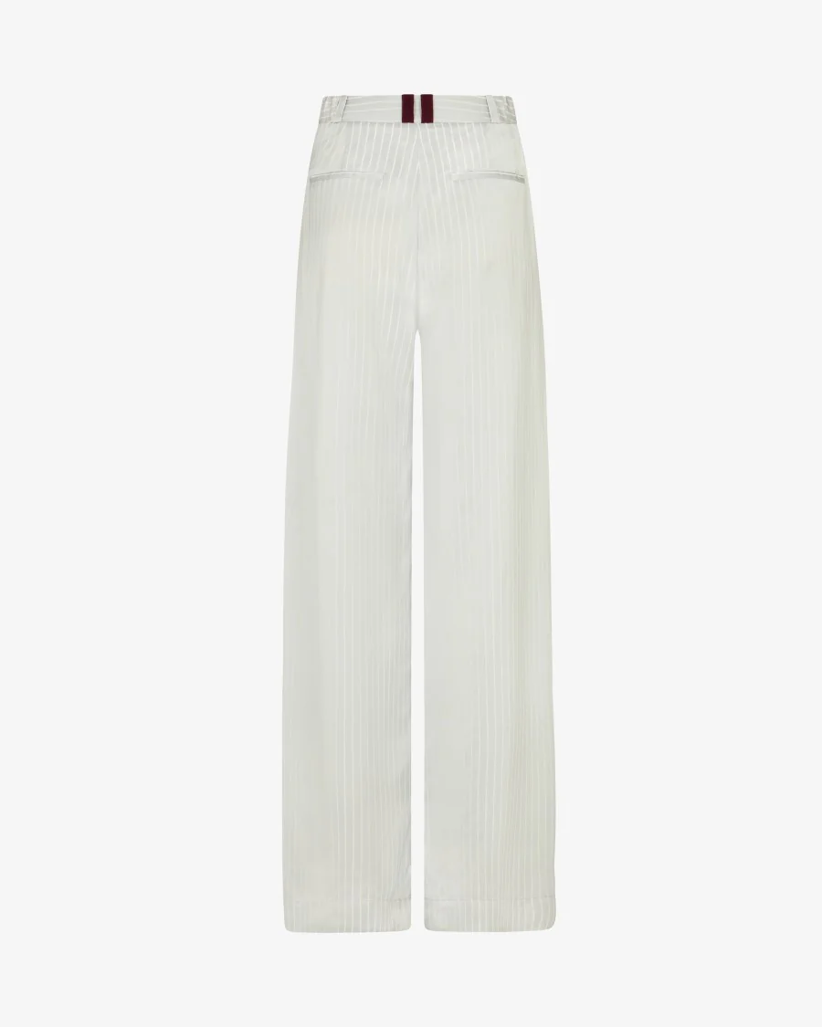 Satin Stripe Serena Trouser - Silver