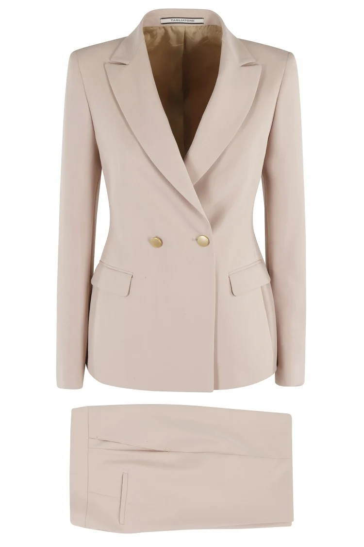 Double-Breasted Tailored Blazer With Straight-Leg Trousers