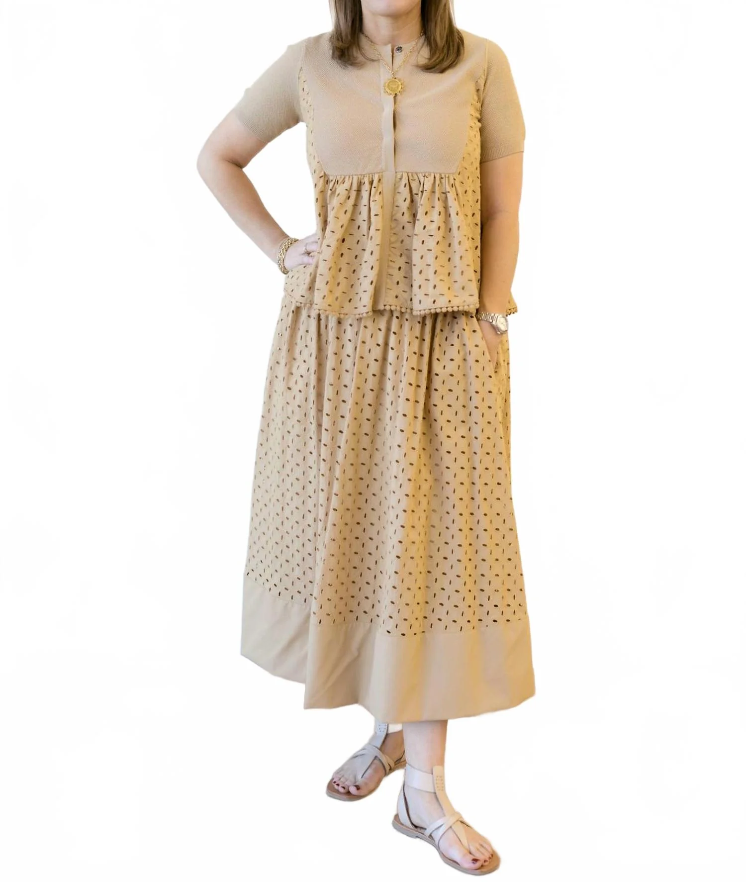 Eyelet Skirt In Butterscotch