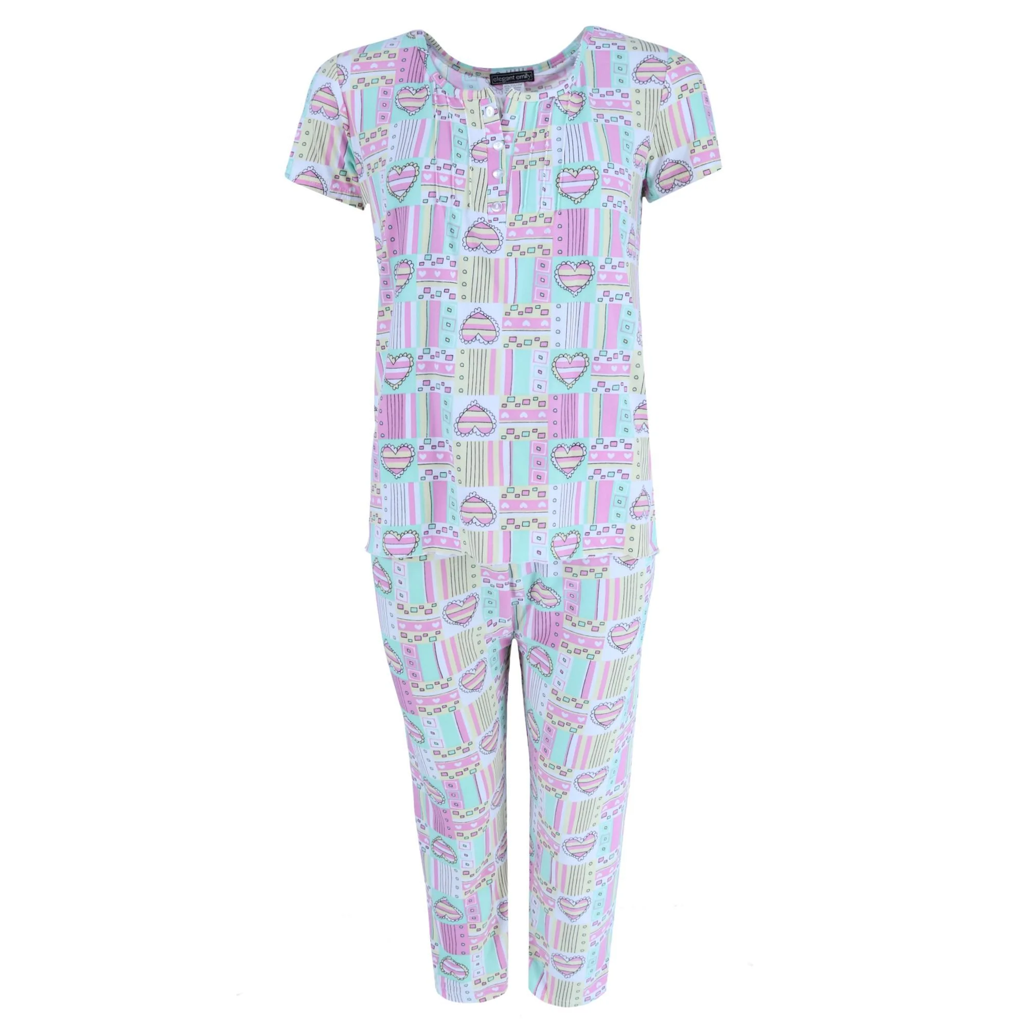 Women's Plus Size Patchwork Hearts Capri Set