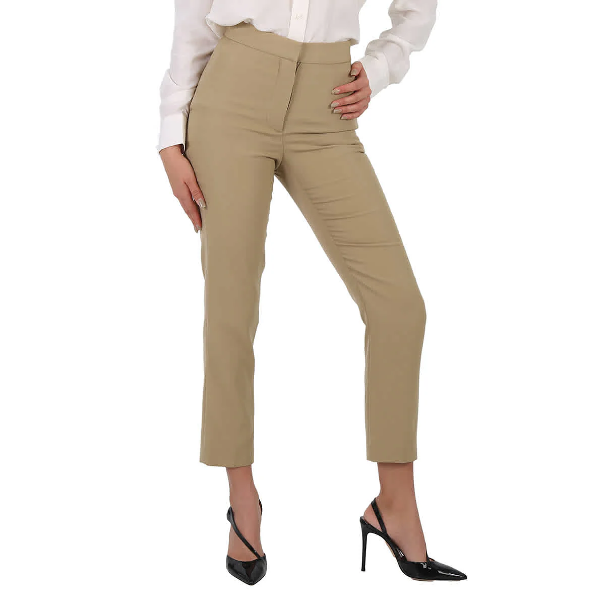 Burberry Ladies Tailored Tapered Wool Trousers In Honey