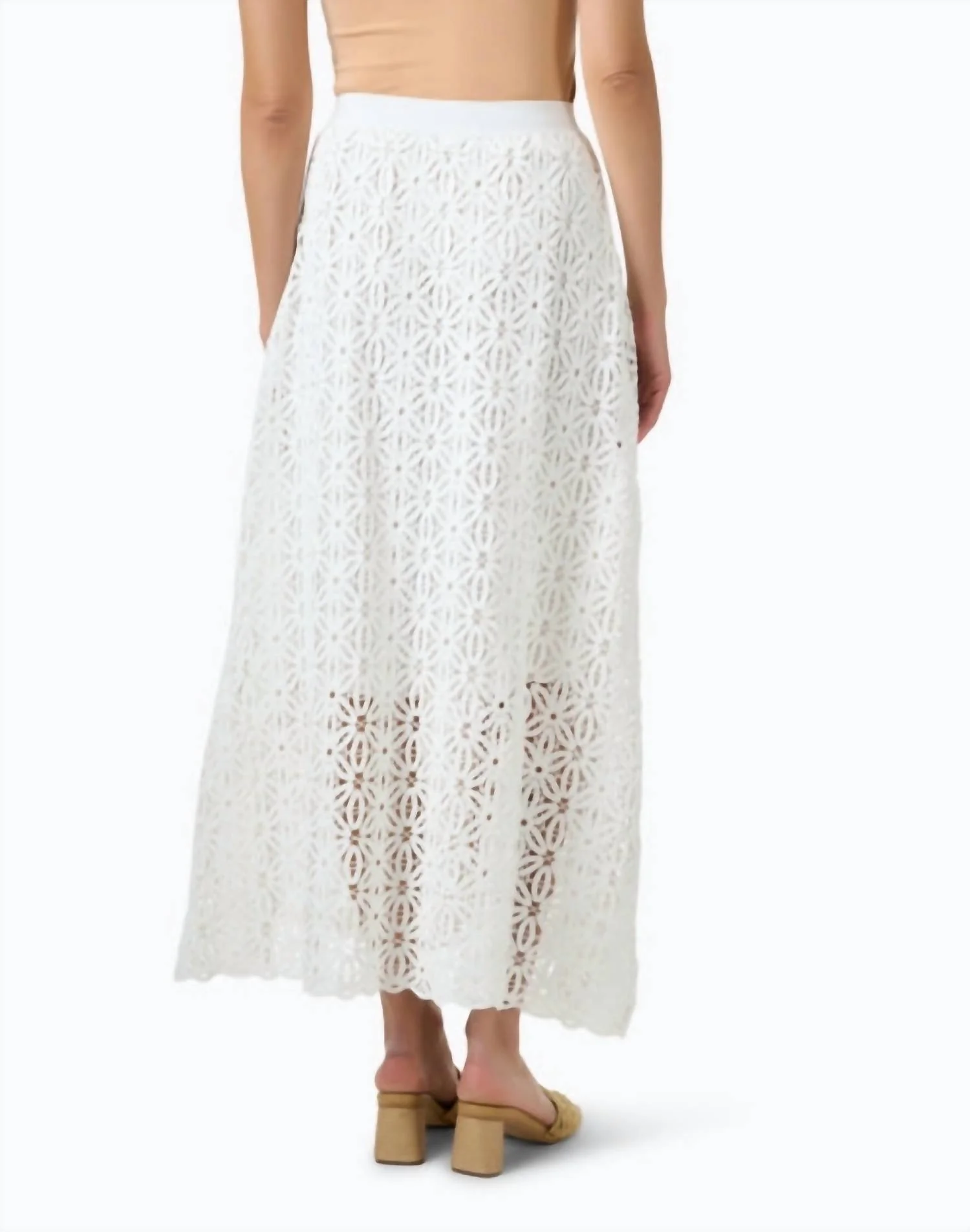Crocheted Maxi Skirt In White