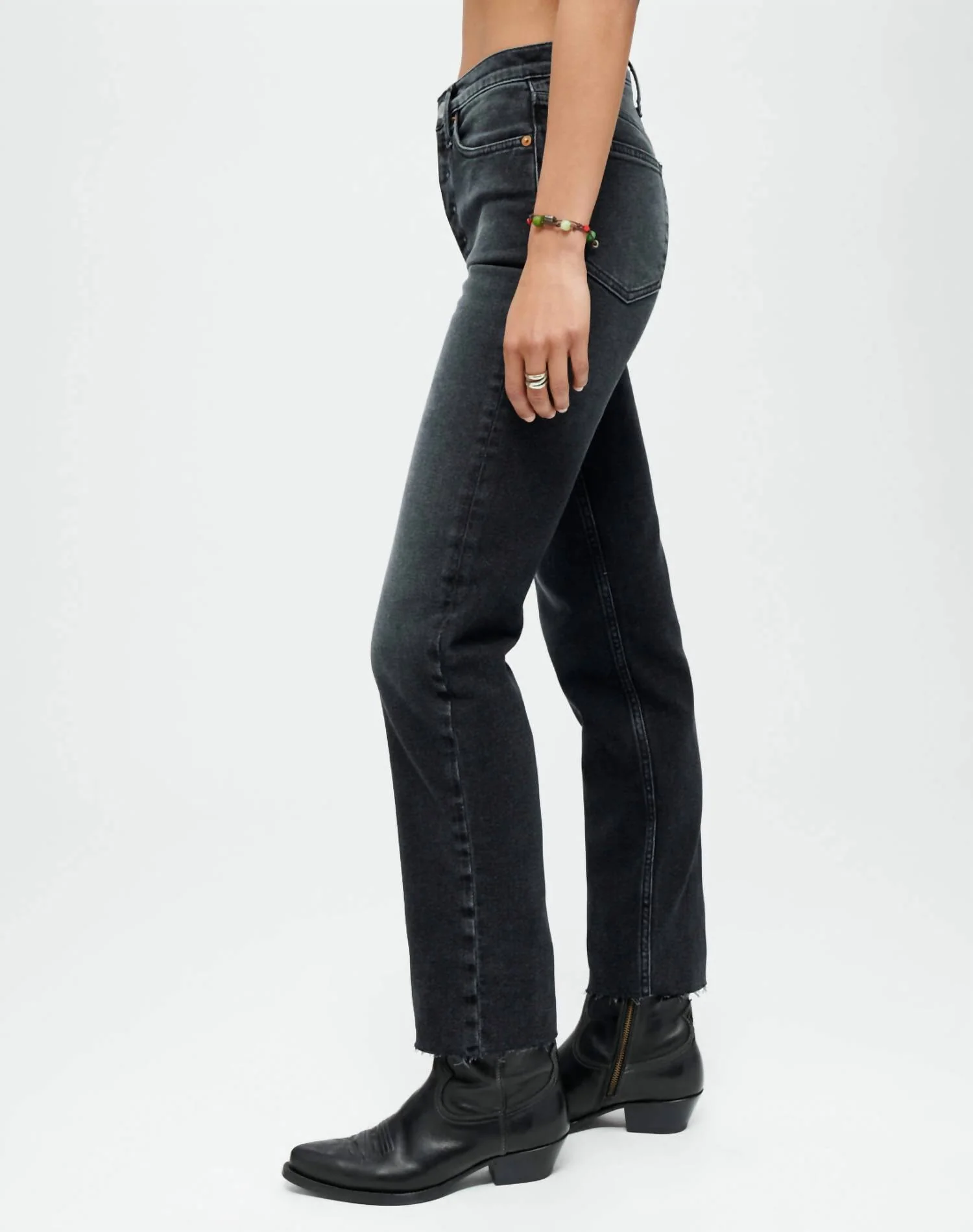 70S Stove Pipe Jean In Washed Noir