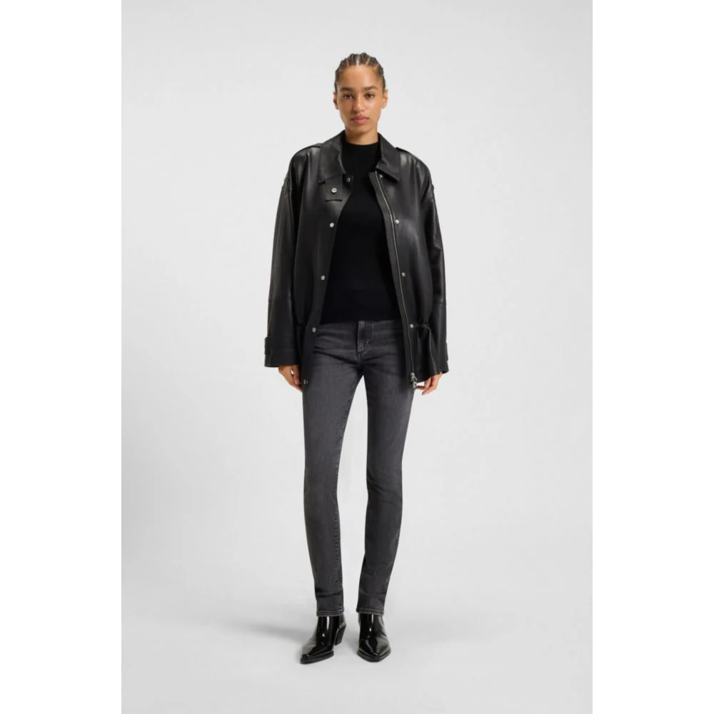 Slim-fit jeans in dark-gray stretch denim