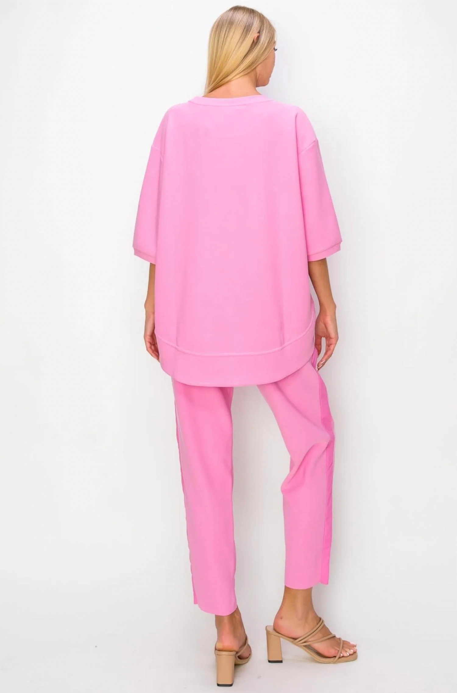 Katie And Karen Knit Crepe Set In Pink