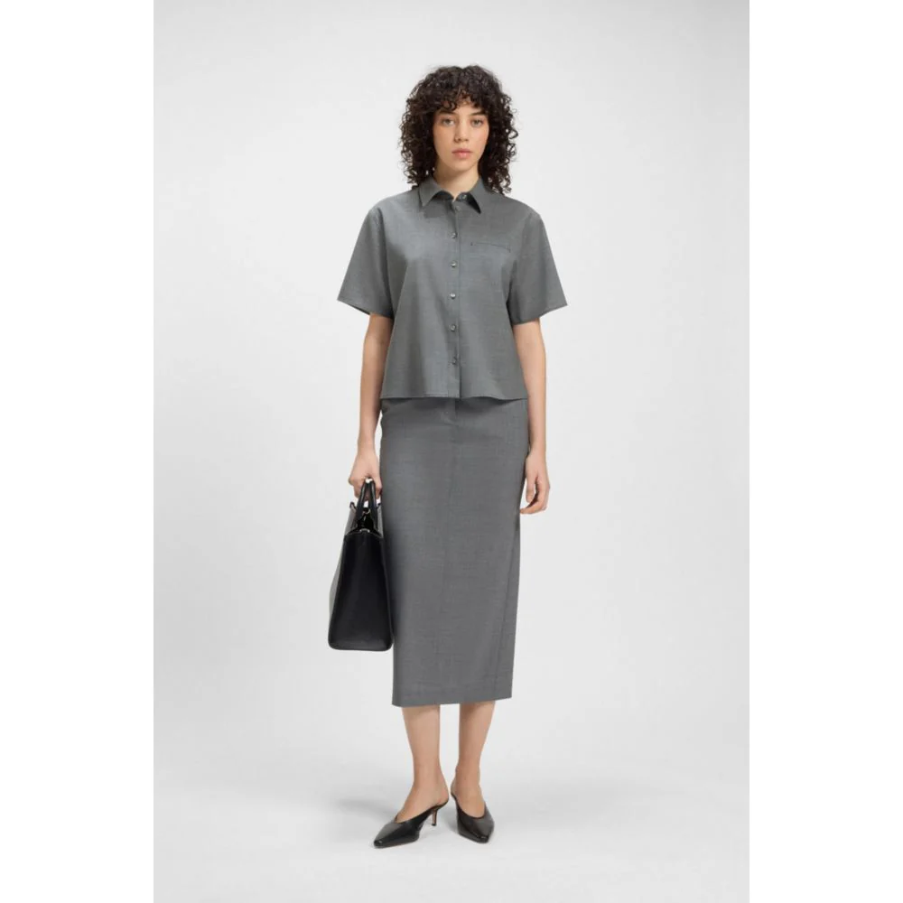 Pencil skirt in melange virgin wool