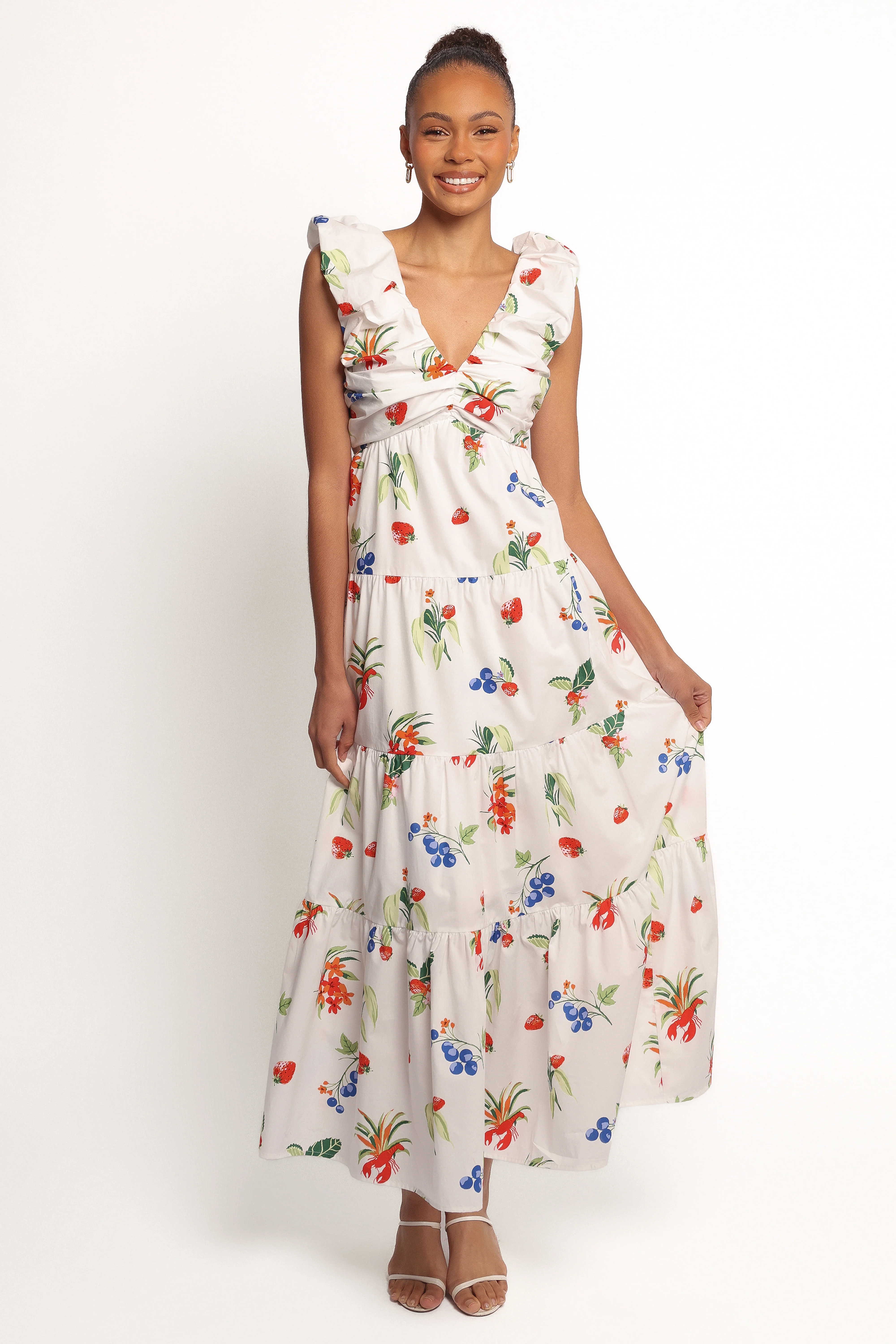 Valerie Maxi Dress - Off White/Red