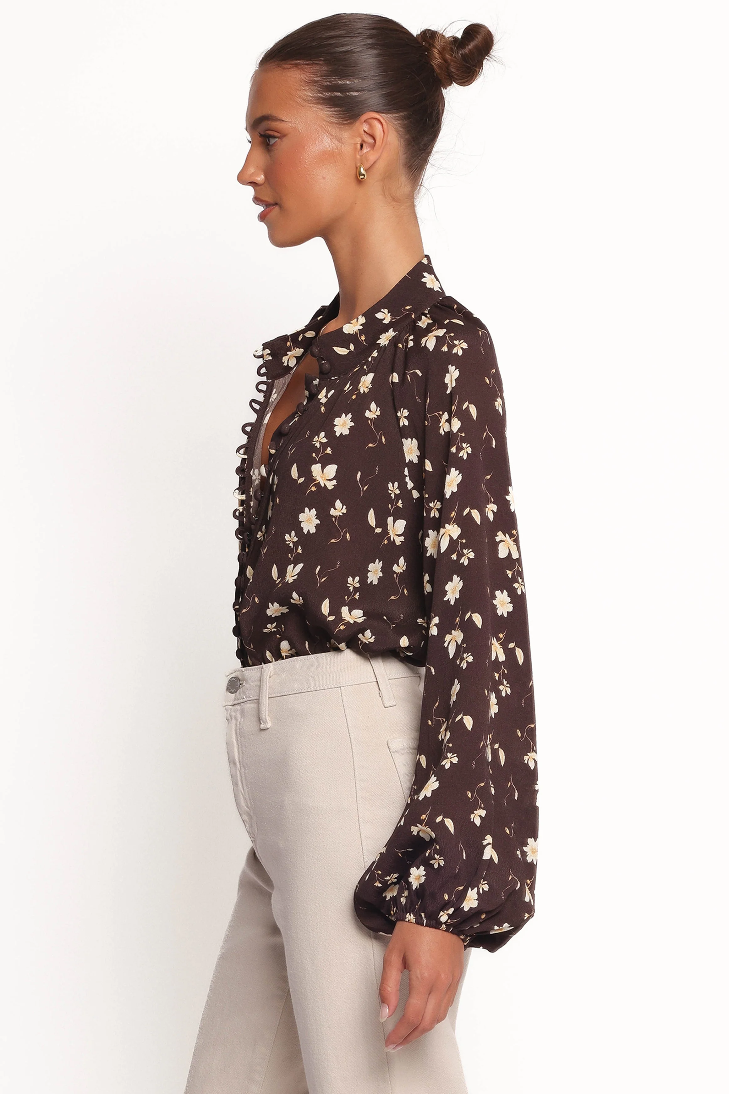 Marni Top - Brown Ditsy
