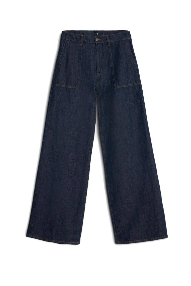 Utility Pocket Wide-Leg Denim Pants
