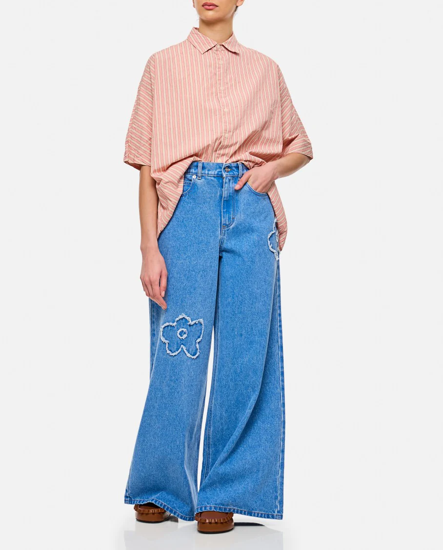 Blue Wide-Leg Trousers