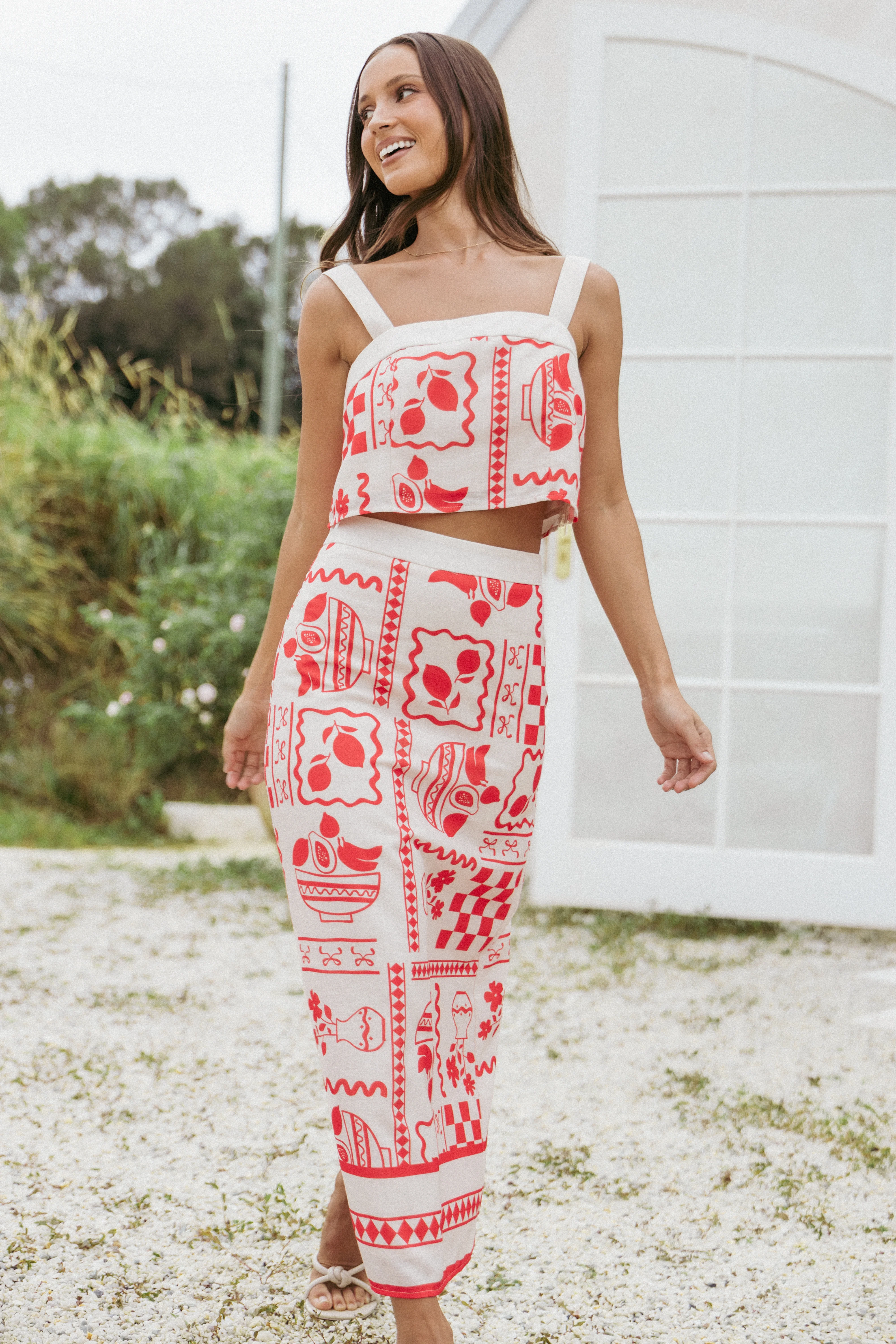 Albanie Skirt Set - Red Print