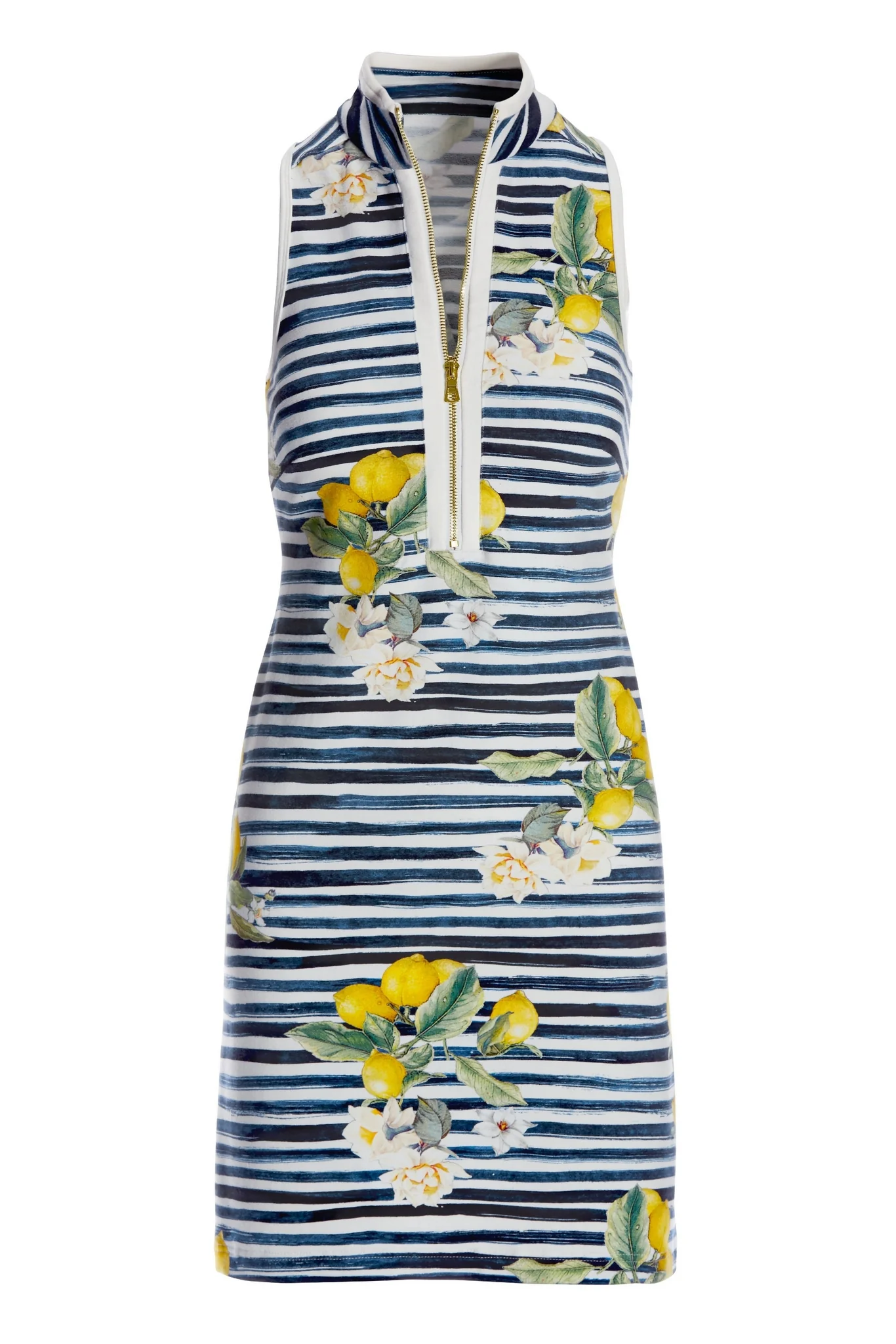 Lemon Racerback Chic Zip Dress Navy/White