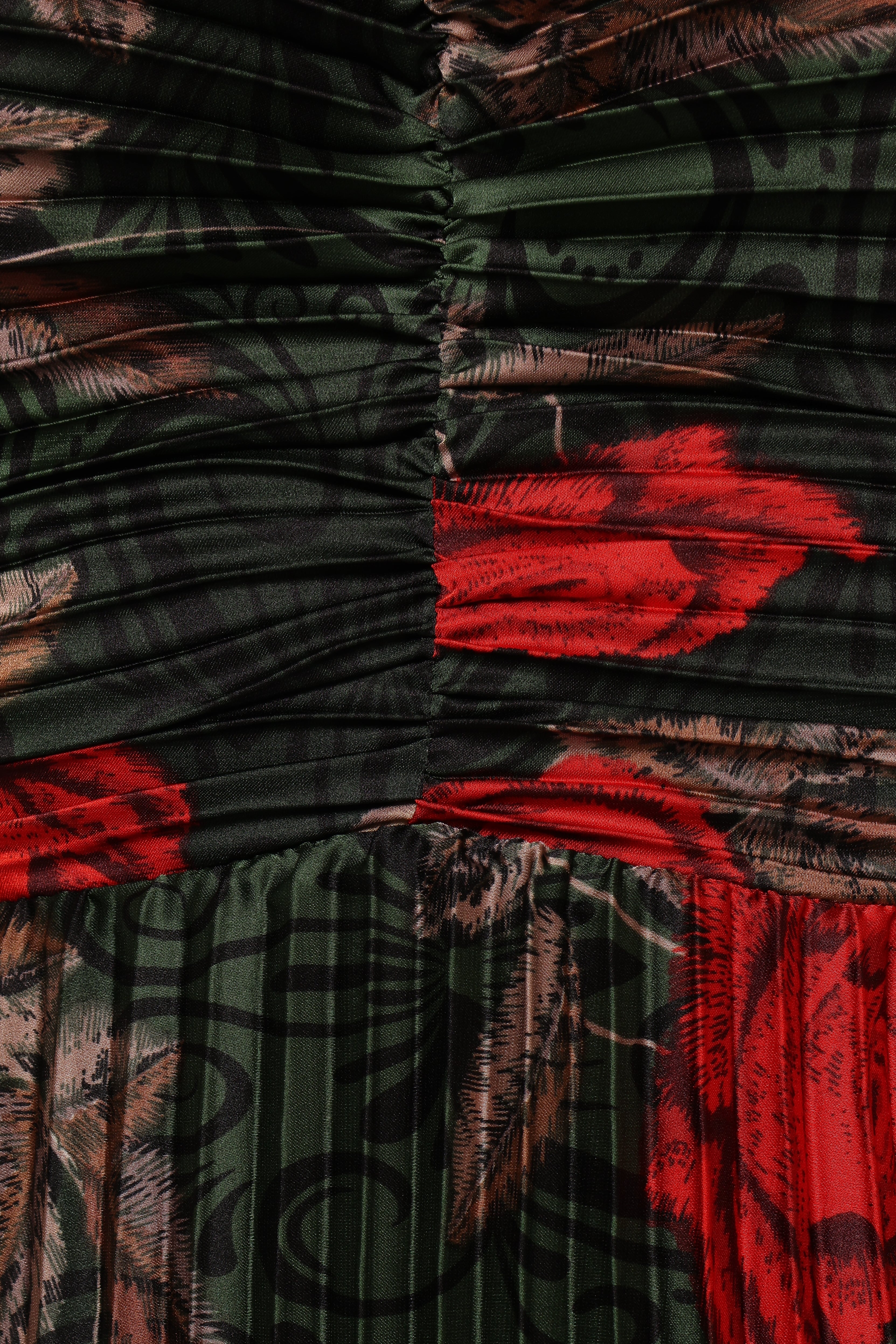 Naira Pleated Maxi Dress - Green Floral