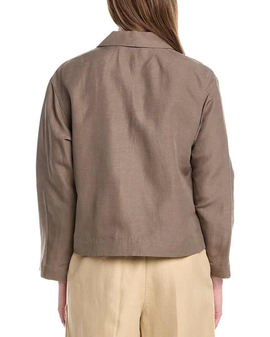 Lafayette 148 New York Drop Shoulder Silk & Linen-Blend Cropped Jacket