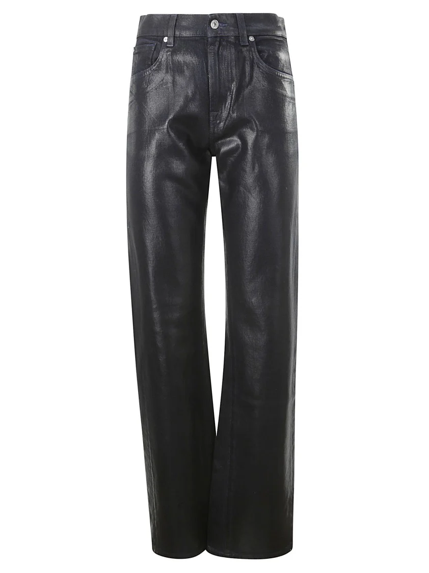 Blue Black Wax Effect Trousers
